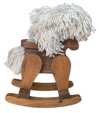 VINTAGE WOODEN ROCKING HORSE 1980S 13x7.5