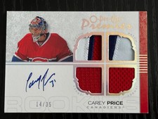 2007/08 OPC PREMIER ROOKIE CAREY PRICE RC PATCH/JERSEY AUTO 14/35 SUPER RARE