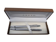 Cross Lustrous Chrome Ball Pen and Pencil Set with Box