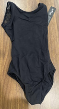 So Danca Leotard Girls 8-10 Black BY31C Lace Mesh Bow Open Back Ballet Dance