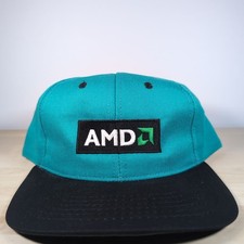 Vintage AMD Tech Promo Plain Logo Snapback Hat Cap By AMD CPU GPU Processor 90s