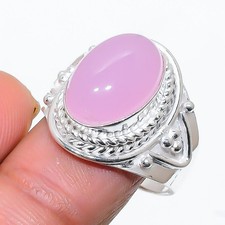 Pink Rose Quartz Gemstone 925 Sterling Silver Jewelry All Size Ring For Gift