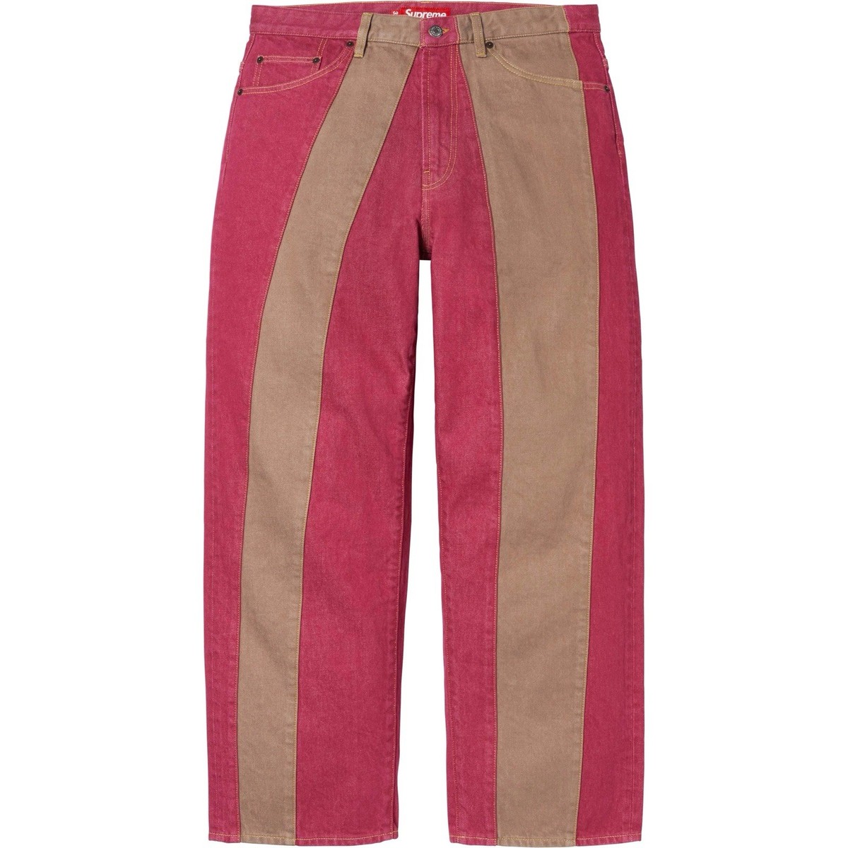 パンツ 25ss Supreme Paneled Stripe Baggy Jean Supreme PANELED STRIPE BAGGY JEAN In Red Size 32 Denim Jeans SS25