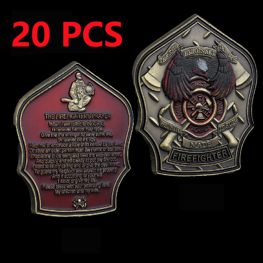 20PCS Firefighter 911 Fire Dept 343 Fallen Hero Challenge Coin Commemorative
