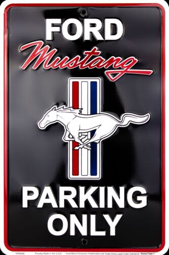 FORD MUSTANG ESTACIONAMIENTO SOLO 8 x 12" LETRERO EN RELIEVE DE METAL PONY GT LOGOTIPO GARAJE - Imagen 2 de 5
