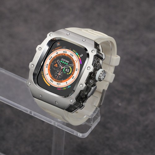 Kit Mod pour Apple Watch Ultra 2 49 mm 9876 45/44 mm boîtier acier bracelet bouton cristal - Photo 34 sur 59