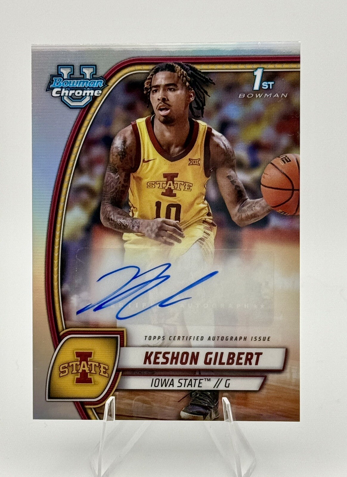 Keshon Gilbert 2024-25 Bowman University Chrome Refractor Auto 1st Bowman