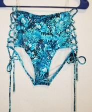 Carmen Marc Valvo Women's High Waist Bikini Bottom Swimsuit with Side Tie Detail