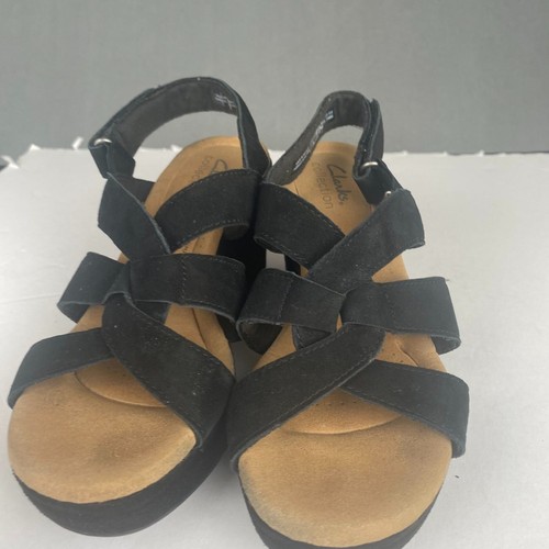 Sandalias Clarks Collection Ultimate Comfort plataforma cuña gamuza negra talla 6 - Imagen 8 de 11