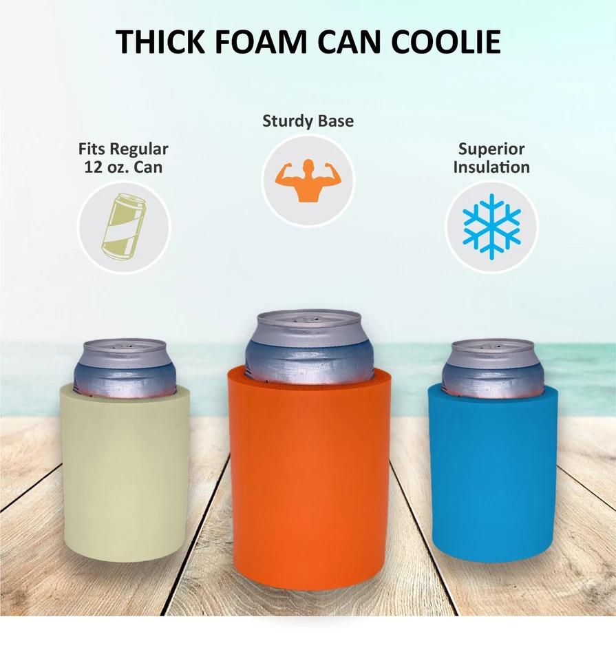 Blank Thick Foam Old School Style Can Coolie: Choose Color and Quantity - Image 2 of 4
