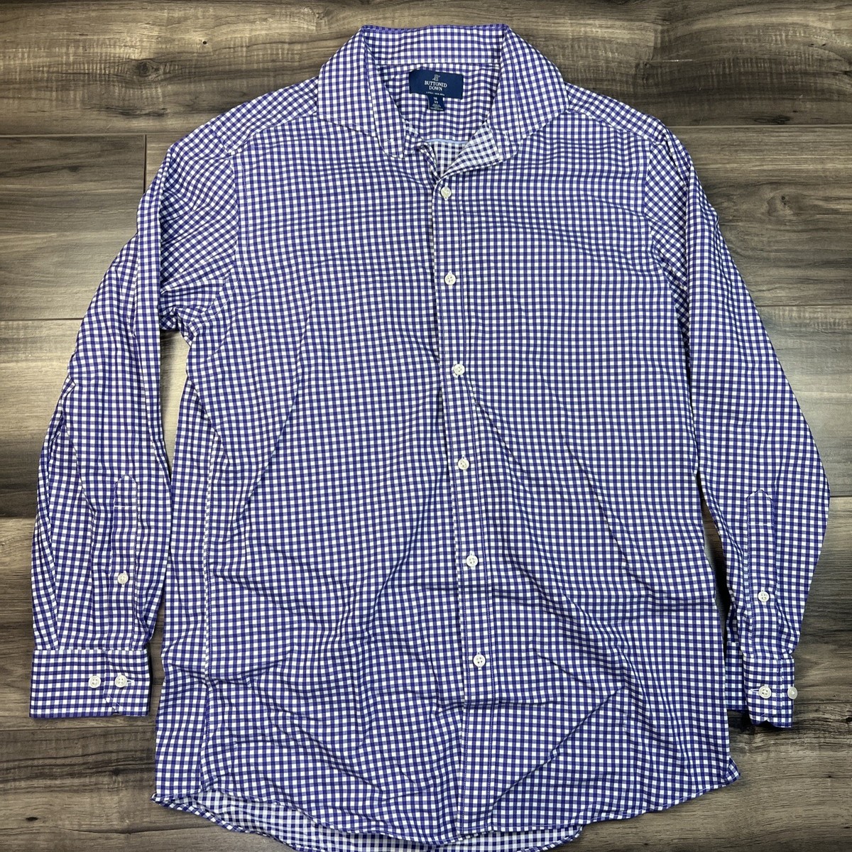 Buttoned Down Shirt Mens 16 33 Purple Check Long Sleeve Button