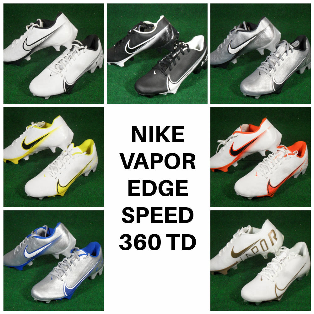 New Men Nike Vapor Edge Speed  Low TD Football Cleats White Black Silver  Blue