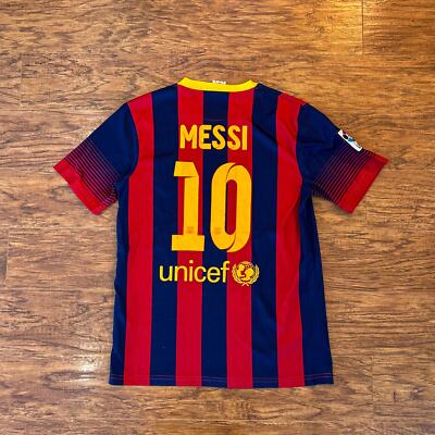 FC Barcelona La Liga Lionel Messi 10 Qatar Blue Red Striped Soccer