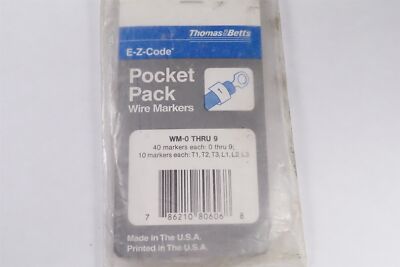 WM-0-THRU-9 Thomas & Betts E-Z-Code Pocket Pack Wire Markers Vinyl Cloth NOS