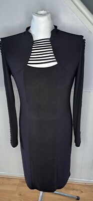 Frank lyman long sleeve cut out black bodycon evening dress womens size 12