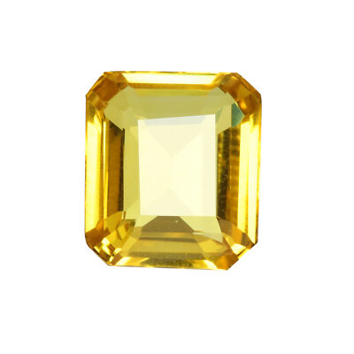 Lab Created Brazil Yellow Color Citrine Emerald Cut 16 Ct Gemstone for Signet