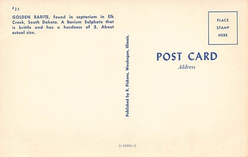 Postal SD: Golden Barite, Elk Creek, Dakota del Sur, años 50 - Imagen 2 de 2