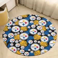 Pittsburgh Steelers Fans Circular Coral Velvet Floor Mat 31.5in Home Decorative
