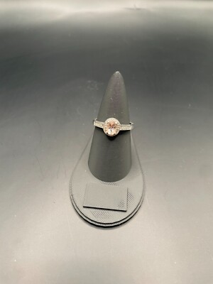 US Size 10 .925 Sterling Silver Ring w/ Clear Stones & Paving