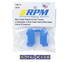 RPM 80715 30 Deg Caster Block Set Blue 2 Rustler, Stampede, Slash NEW HH