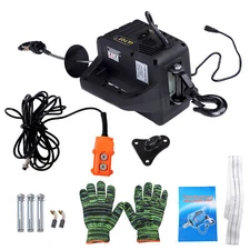 2-in-1 Portable Electric Hoist Power Winch 1100 lbs Wired Remote Control 1500W