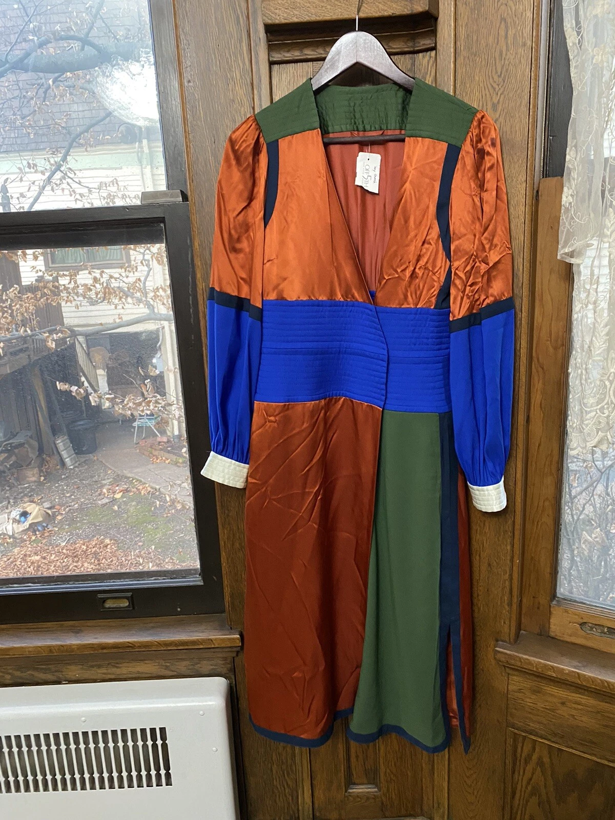 Abito avvolgente Tory Burch multicolore colorblock seta raso manica lunga leggi descrizione