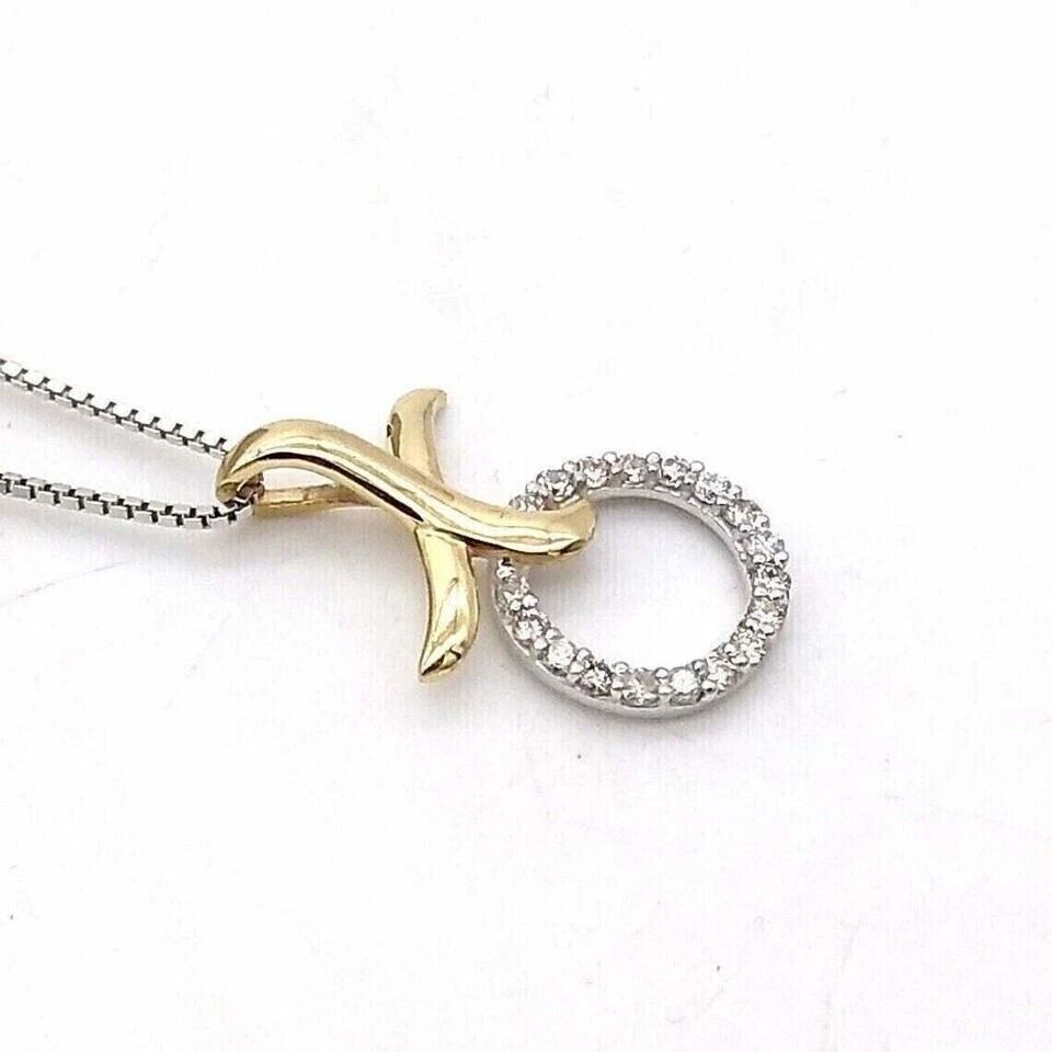Pingente extravagante feminino simulado de diamante corte redondo 1 quilate folheado a ouro amarelo 14K - Imagem 2 de 2