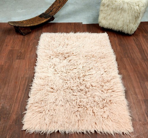 SUPER THICK DUSTY ROSE 3X5 FLOKATI RUG | LONG 3.5" WOOL PILE | WOOL AREA RUG - Picture 3 of 5
