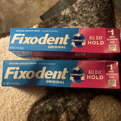 2 Fixodent Complete Original & 1 Fixodent Plus Denture Adhesive Cream 2.4 oz