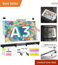 Lightweight A3 Light Board Kit - USB Powered with Brightness Control for Artists