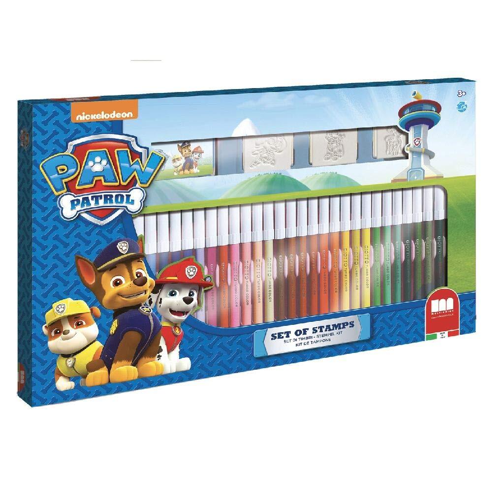 Multiprint 3 Stamps for Children and 36 Coloured Marker Pens Paw Patrol Boy Made