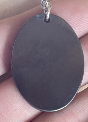 Pendentif Médaillon Hématite Sculpté - Profil D'Alexandre Le Grand - Chaîne Argent 925 - Occasion