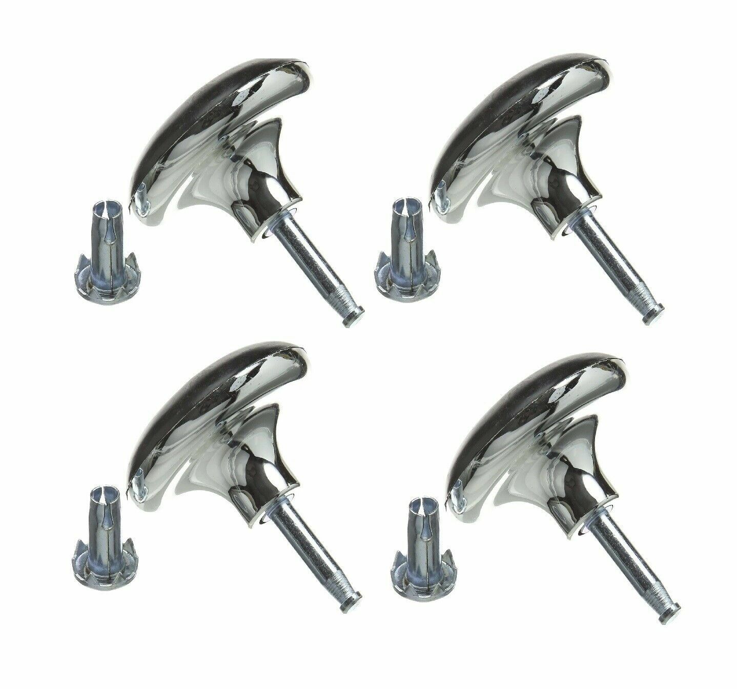 4 x Chrome Feet Leg Gliders Glides Castor For Divan Bed Base Sofa Chair