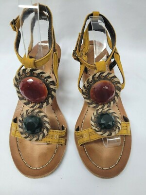 Anthropologie Apepazza Ambra  Ankle Strap  Leather Sandal  Heel Size 6.5