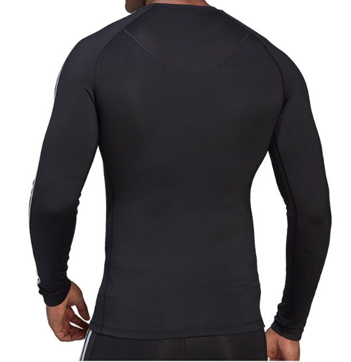 Adidas Men Tech-Fit 3-Stripe Shirts Black Jersey Tight Tee GYM Top