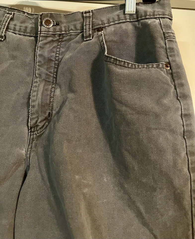 "Pantalones cortos Route 66 Indie Y2K gris envejecido talla 13/14 de mezclilla con puños entrepierna de 5""" Foto 4 de 4