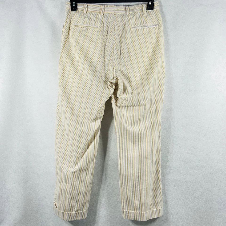 Bills Khakis Pants Mens 34x29 White Blue Pink Flat Front Pinstriped Cotton - Image 4 of 4