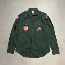 Vintage 50s BSA Boy Scout Sanforized Shirt Green Explorers Adult 14 1/2