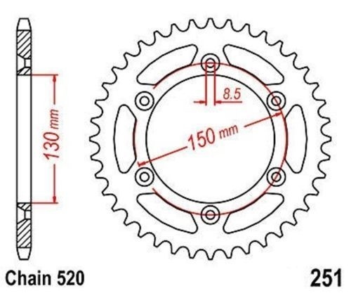 Couronne 48 dents pas 520 pour piloter votre YAMAHA YZ 426 F 2000 sur circuit de cross