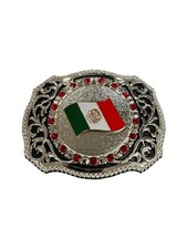 Mexico Cowboy Western belt Buckle Hebilla Vaquera Con Bandera Mexico