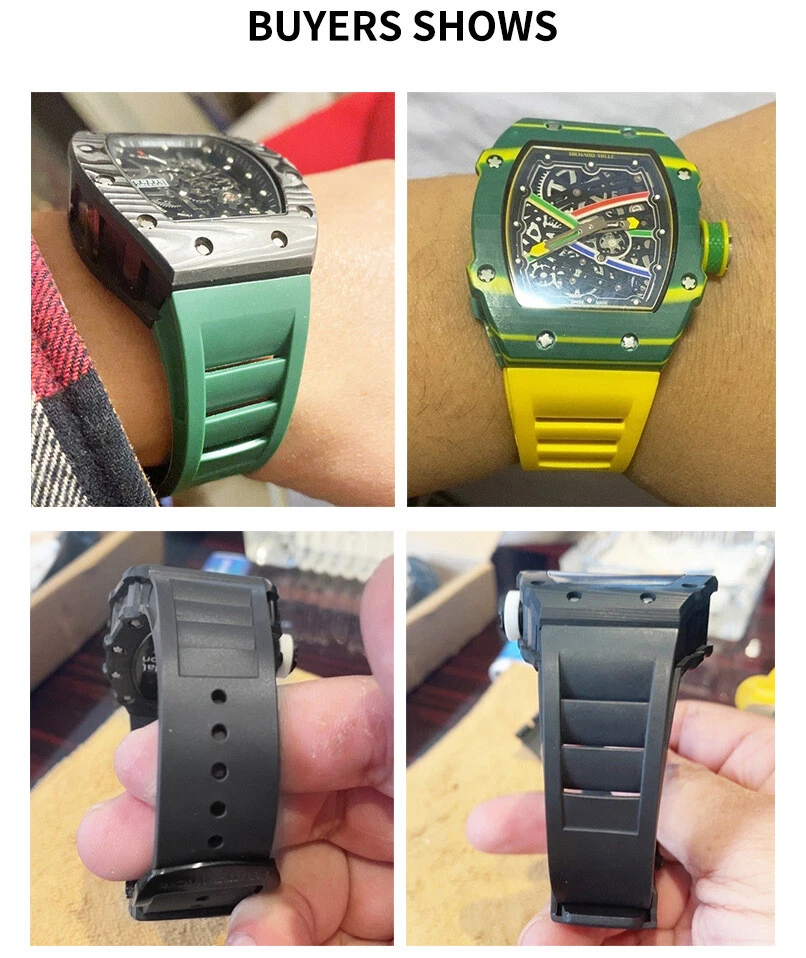 Pulseira de relógio de borracha aparafusada de alta qualidade compatível com pulseiras de silicone Richard Mille - Imagem 4 de 4