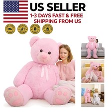 Giant Teddy Bear 59" Plush - Life Size Huge Stuffed Animal Valentine's Pink