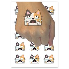 Crying Upset Cat Temporary Tattoo Fake Body Art