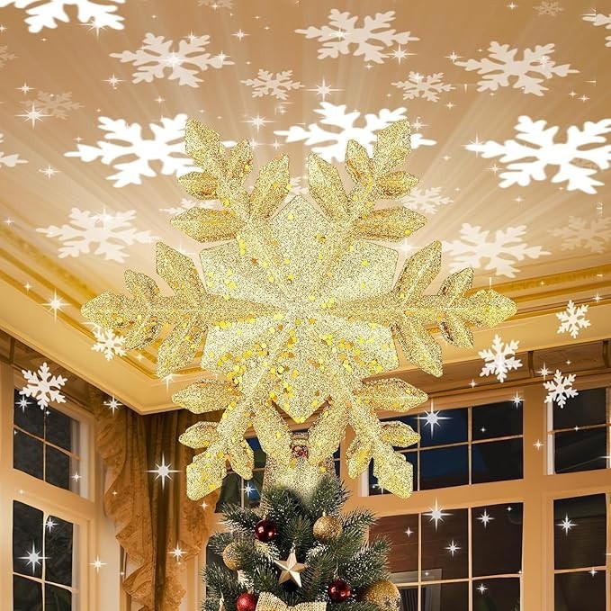 Christmas Tree Topper Projector Snowflake Christmas Star Tree 6 Projection Mode