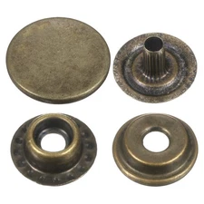 30Set Press-Stud Cap Button 17mm Metal Snap Fastener for Crafts, Bronze