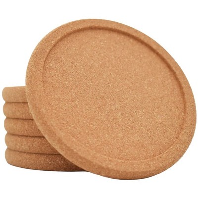 TIMEASY Cork Coasters for Drinks Absorbent - 6 Pcs 4 Inch Natural - With Lip