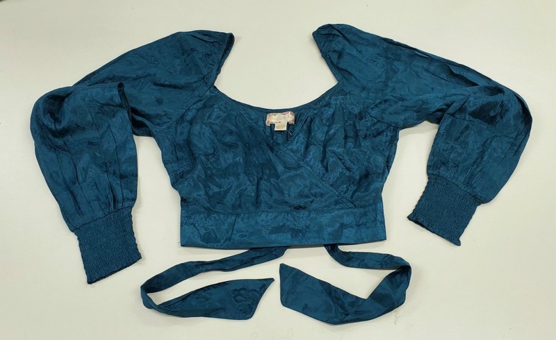 Band of the Free Camille Deep Teal Crossover Crop Top Size S NEW