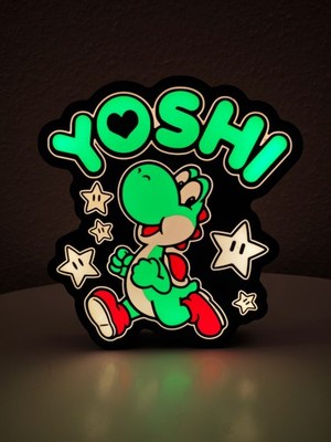 Yoshi LED Lampe Retro Gaming Nachtlicht, SuperMario Deko, Gamer Geschenk Sammler