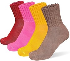 Womens Thick Cushioned Boot Socks Winter Warm Socks Cozy 6-9 Colorful 4 Pairs