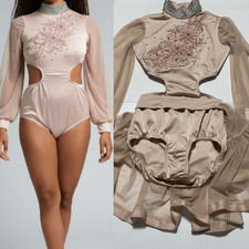 Kelle solo dance costume blush pink Starlet custom 2 piece leotard skirt SA